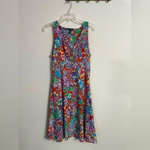 Ralph Lauren Multicolor Red Blue Green Floral Paisley Stretch Sz Large L